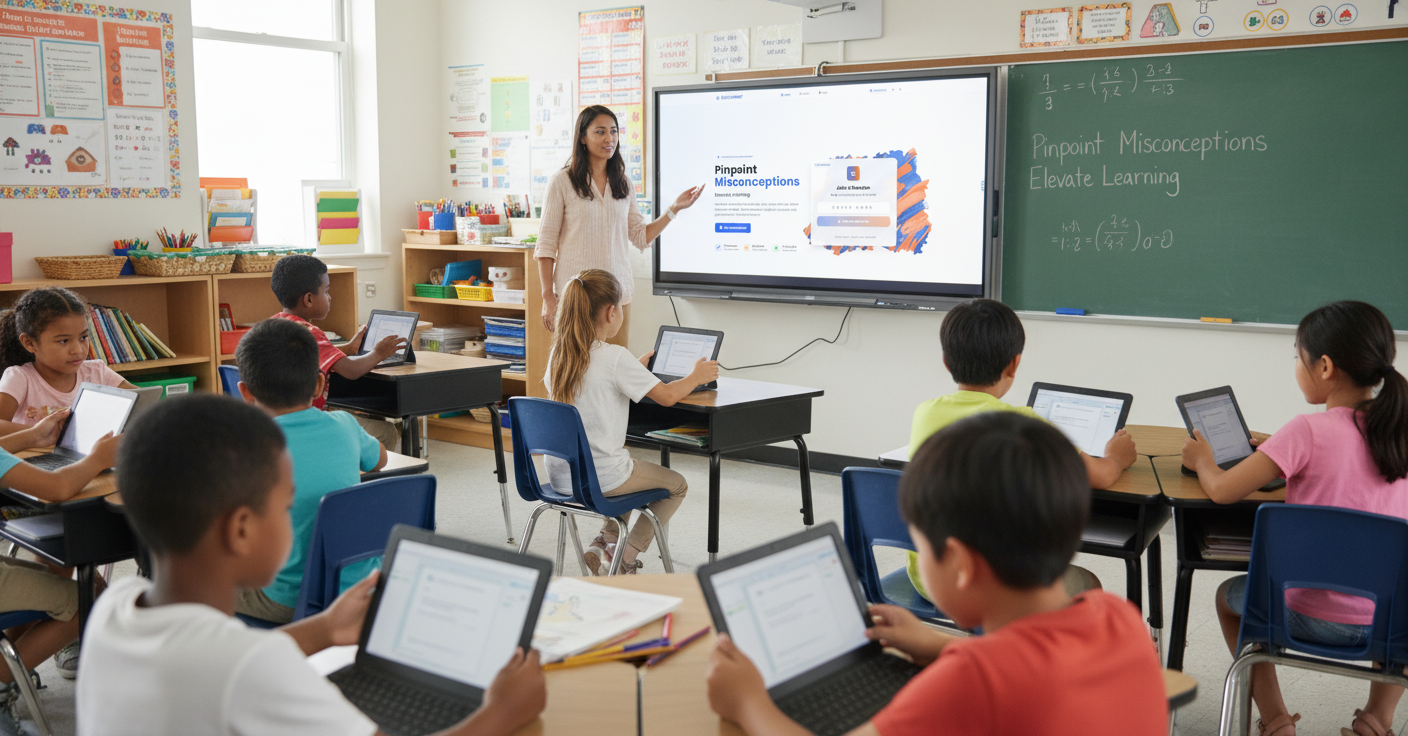 Teacher using CHECKPOINT with students in a modern classroom setting